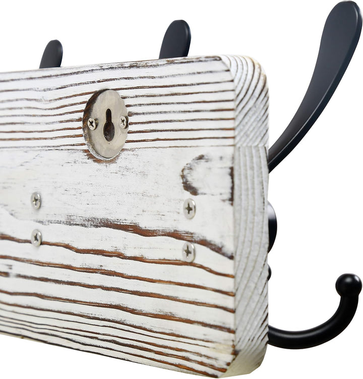 SKOLOO Garderobenleiste Holz, Vintage, Stabile Kleiderhaken Wand mit 5 Dreifachhaken, 2er-Pack, zum