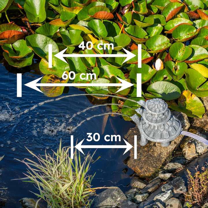 Esotec Solar Wasserspeierset Schildkröten Trio, Stein-grau, inklusive Solar-Pumpensystem, Solarmodul