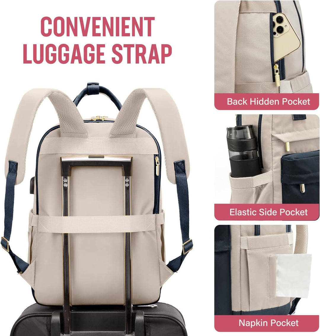 LOVEVOOK Laptop Rucksack Damen, 15,6 Zoll Schulrucksack Mädchen mit Laptopfach, Wasserdichter Schult