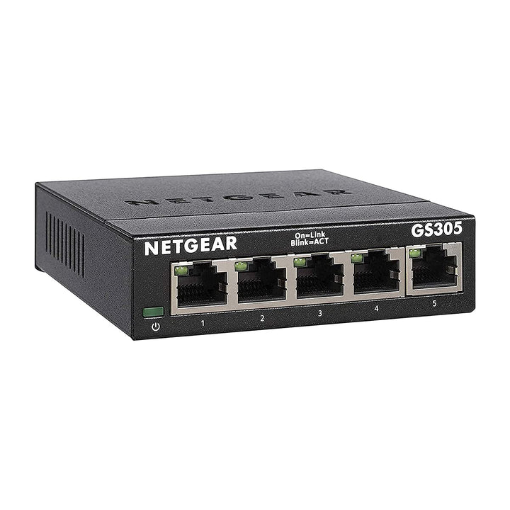 NETGEAR GS305 LAN Switch 5 Port Netzwerk Switch (Plug-and-Play Gigabit Switch LAN Splitter, LAN Vert