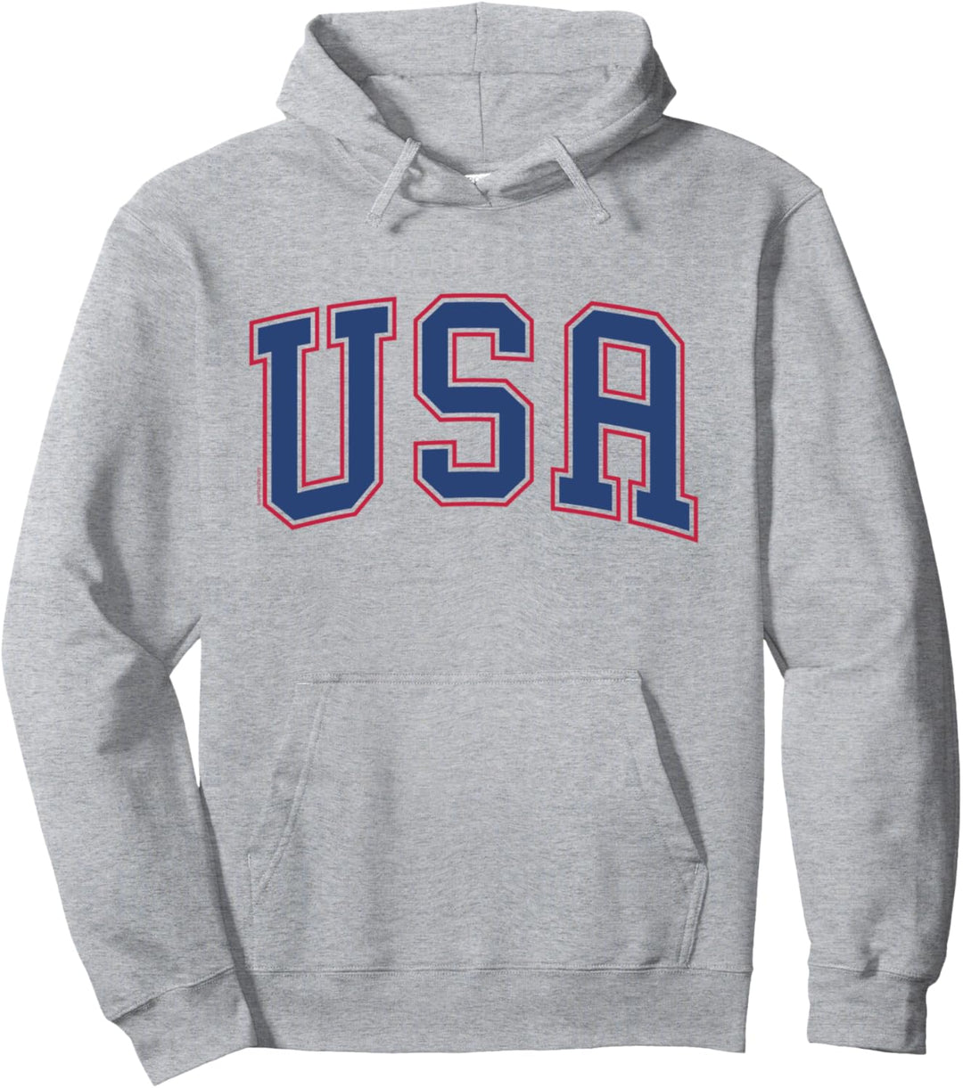 USA Hoodie Damen Herren Cool Red Blue Text Patriotic Sweatshirt Pullover Hoodie