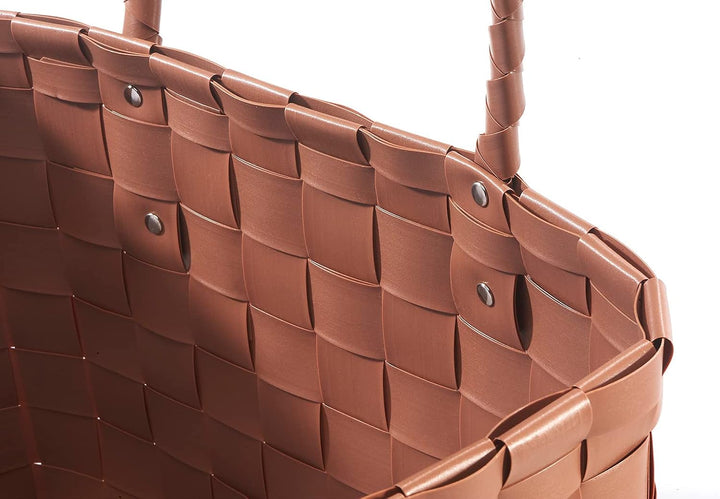 Koblo Tasche Einkaufskorb geflochten Kunststoff Shopper - Toffee XXL - braun
