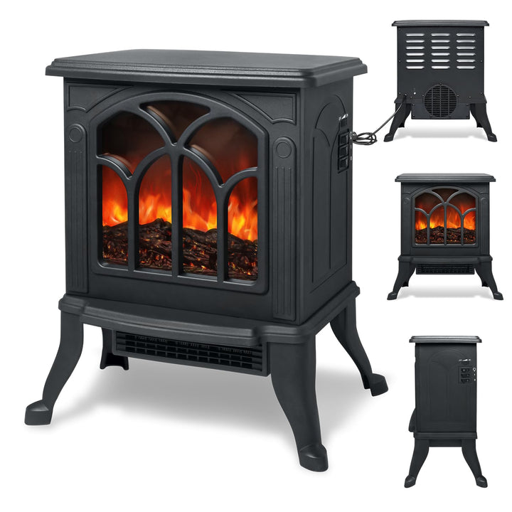 Aufun Elektrokamin mit Heizlüfter, LED Kaminfeuer Effek Kaminofen Flammeneffekt, Kamin elektrisch mi