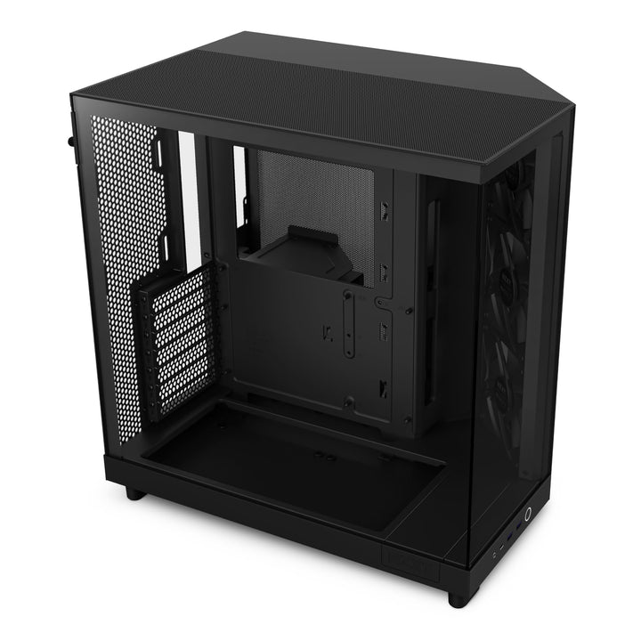 NZXT H6 Flow | CC-H61FB-01 | Kompaktes Mid-Tower Gehäuse mit zwei Kammern | Glaspaneele mit Panorama