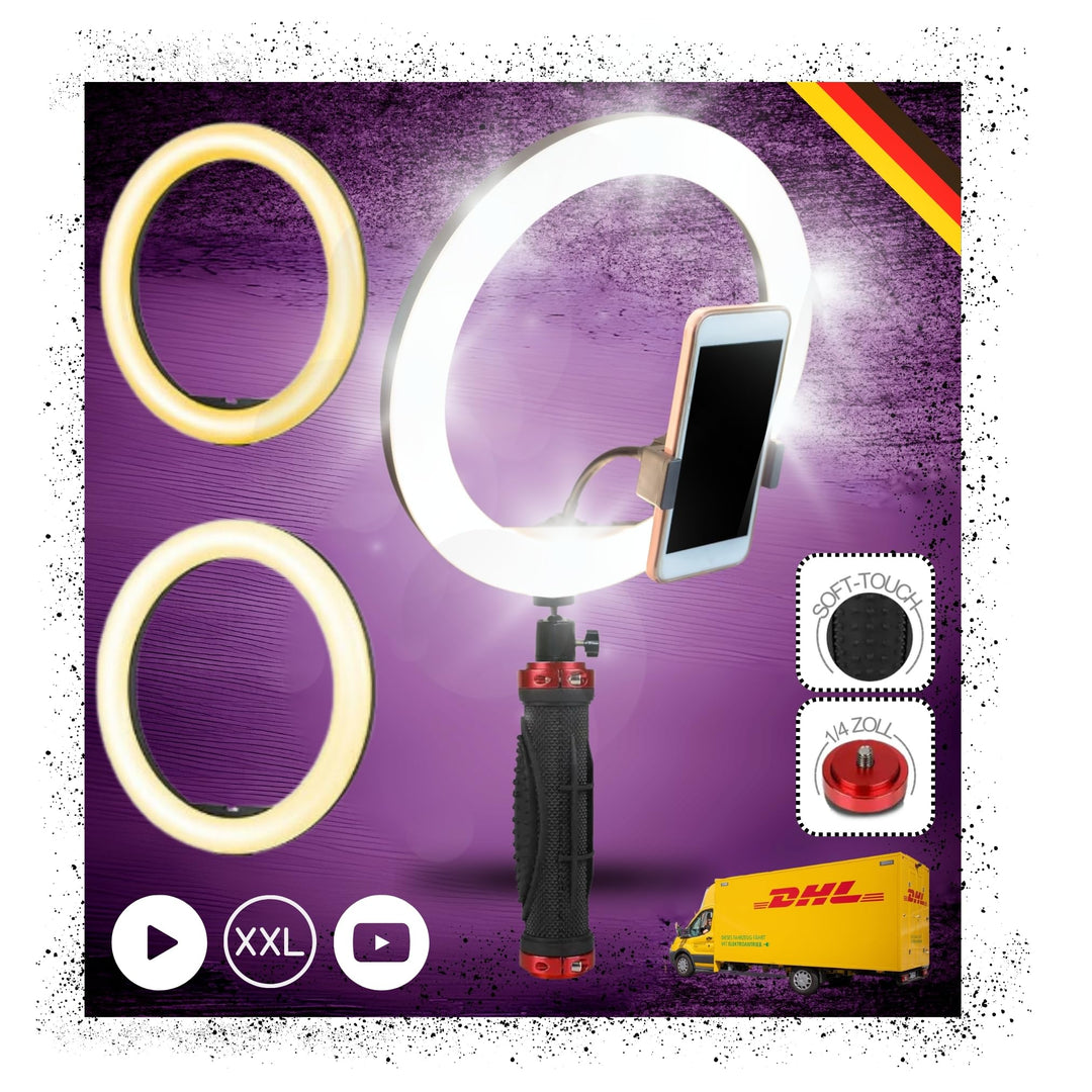 Handgriff + Ringlicht Lampe für Smartphone iPhone Halterung Ständer flexibel Kamerastativ für TikTok