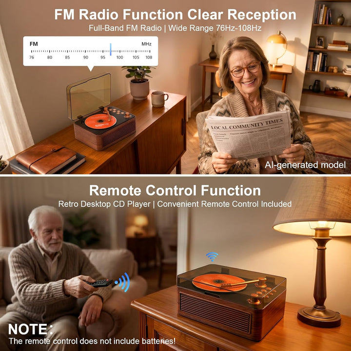 Gueray Tragbarer CD Player Bluetooth CD-Player mit Lautsprecher & Radio & Fernbedienung Unterstützt