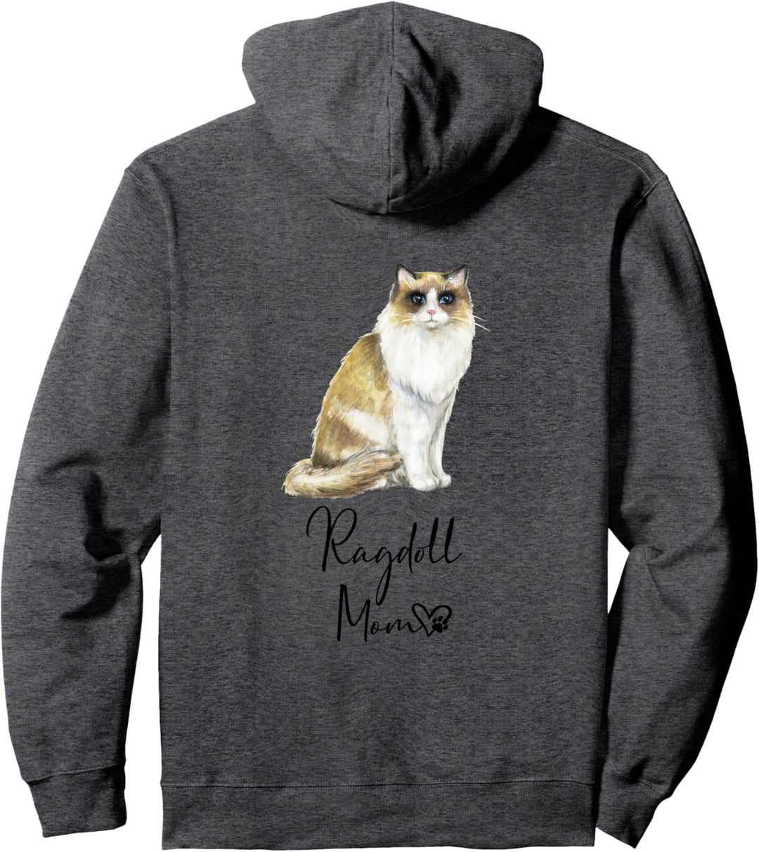 RAGDOLL MOM Mama Katze Katzenmama Frauchen Rückendruck Pullover Hoodie