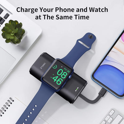 iWALK Ladestation Apple Watch Und iPhone,Tragbares LadegeräT FüR Apple Watch, 9000mAh Powerbank Mit