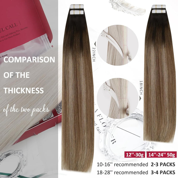 Moresoo Tape in Extensions Echthaar Remy Seamless Extensions Echthaar Tape Klebestreifen Extensions