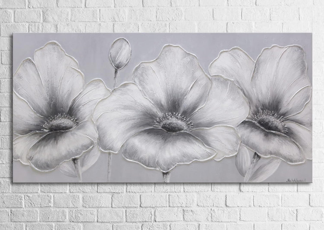 YS-Art XXL Abstrakt Acryl Gemälde auf Leinwand handgemalt Blumen Wandbilder Wohnzimmer moderne minim