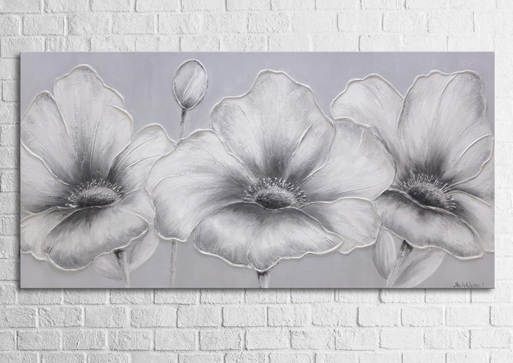 YS-Art XXL Abstrakt Acryl Gemälde auf Leinwand handgemalt Blumen Wandbilder Wohnzimmer moderne minim
