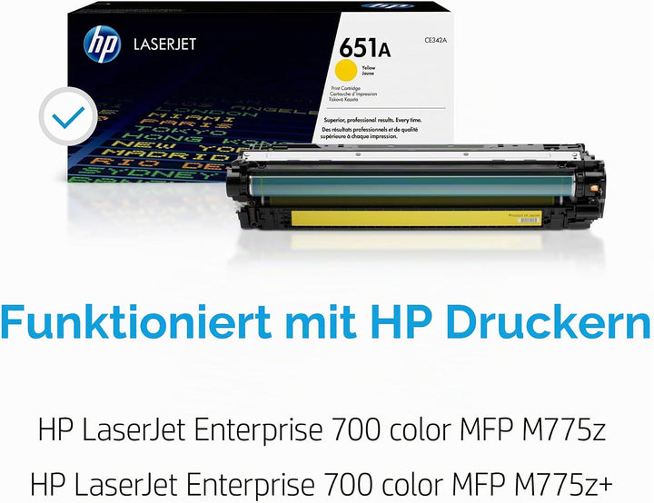HP 651A (CE342A) Gelb Original Toner für HP Laserjet Enterprise M775, Gelb