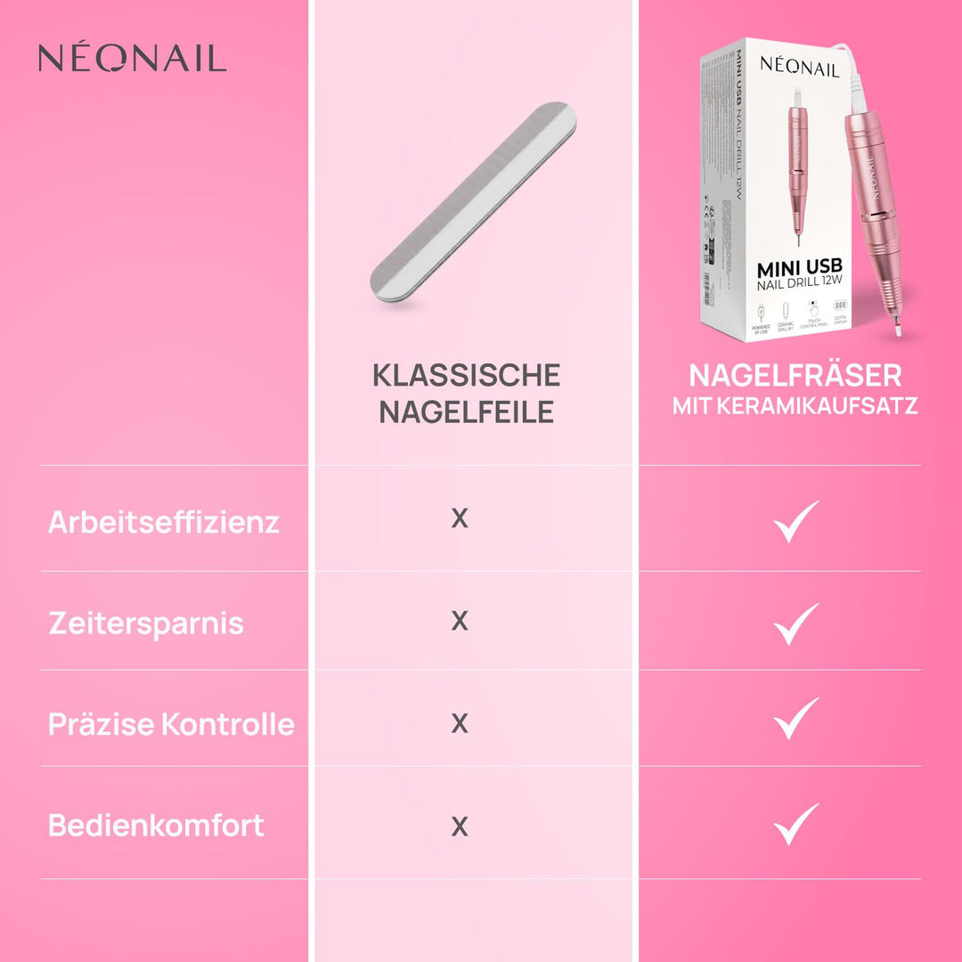 NÉONAIL Nagelfräser - Hornhautentferner Elektrisch - Nagelfeile - Mini USB Nail Drill 12 W - Manikür