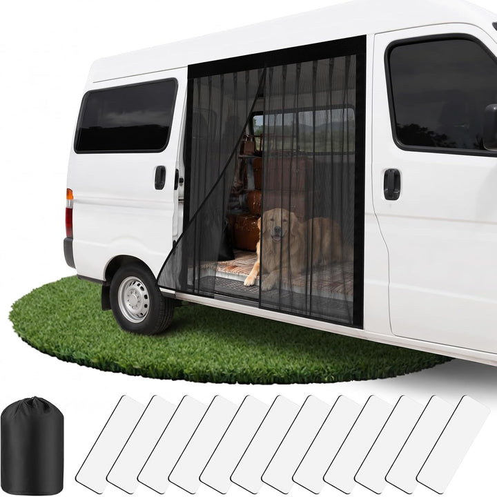 Moskitonetz Magnetisch für Auto Schiebetür (Schwarz, 150x110cm) | Magnetischer Van Sonnenschutz mit