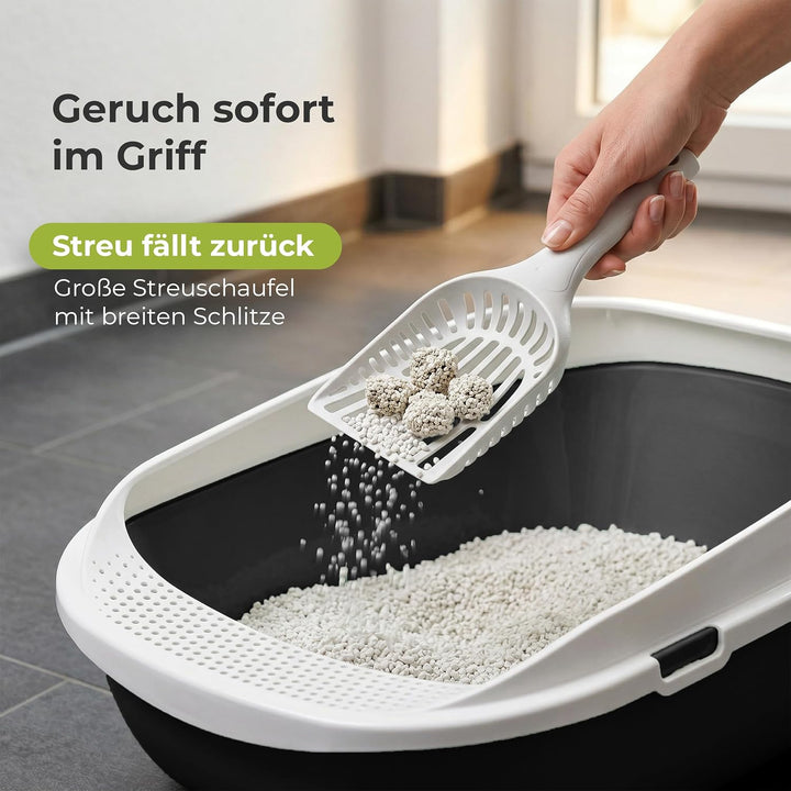 XXL Jumbo Katzentoilette Schale 65 cm anthrazit inkl. Schaufel, anthrazit
