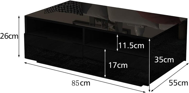 Senvoziii Couchtisch für Wohnzimmer, Beistelltisch Moderner Holztisch, Schwarz Glanz Kaffeetisch mit