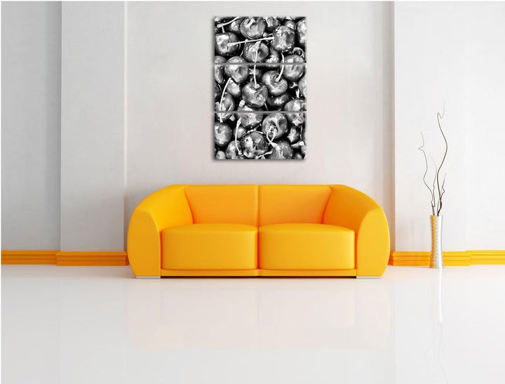 Pixxprint Cherry Kirschen Fruit als Leinwandbild/Grösse: 3 Teilig (120x80) cm/Wandbild/Kunstdruck/fe