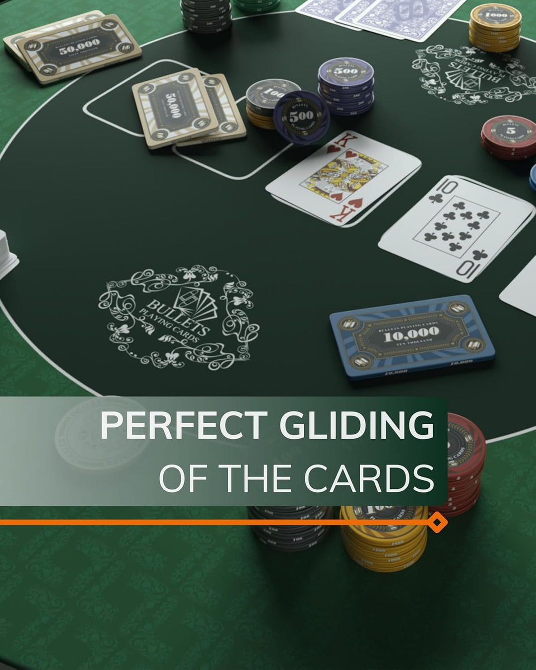 Bullets Playing Cards Profi Pokermatte Blau in 160 x 80cm eigenen Pokertisch - Deluxe Pokertuch – Po