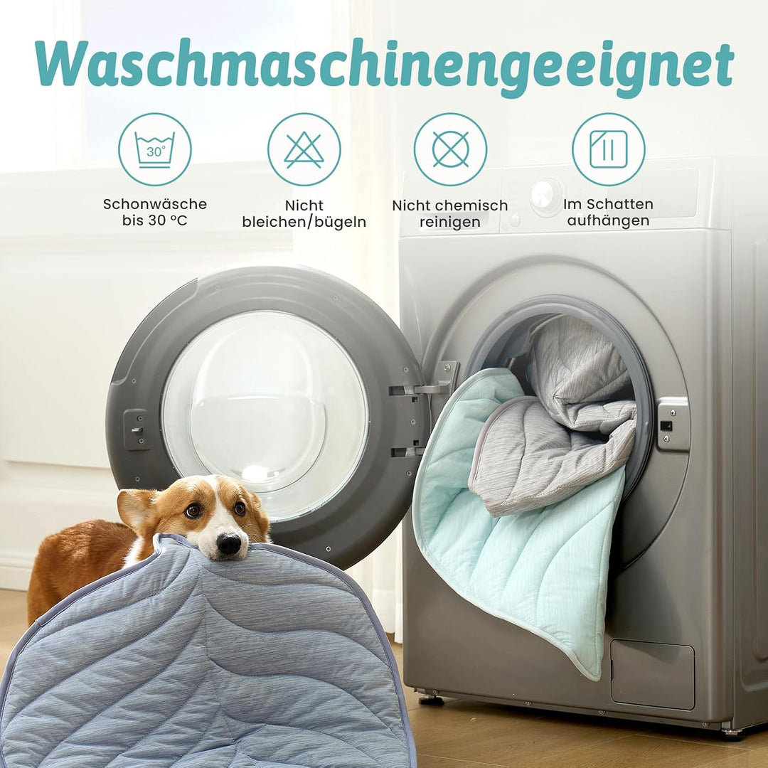 COZY KISS Kühlmatte Hunde & Katzen 83x71cm, Kühldecke mit Blattform-Gewebe Q-Max>0.4, Selbstkühlende