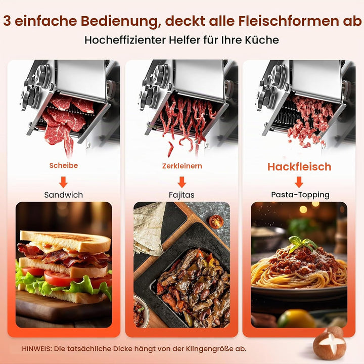 NEWTRY 850W Kommerzielle Fleischschneidemaschine zum Schneiden, Zerteilen und Würfeln von knochenlos