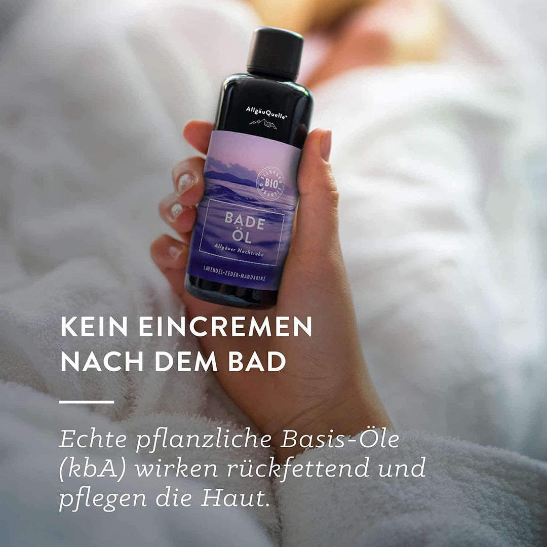 AllgäuQuelle® Bio Geschenk-Set Nachtruhe mit 100% Bio-Öle - 1x Bio-Airspray 100ml + 1x Bio-Badeöl 10