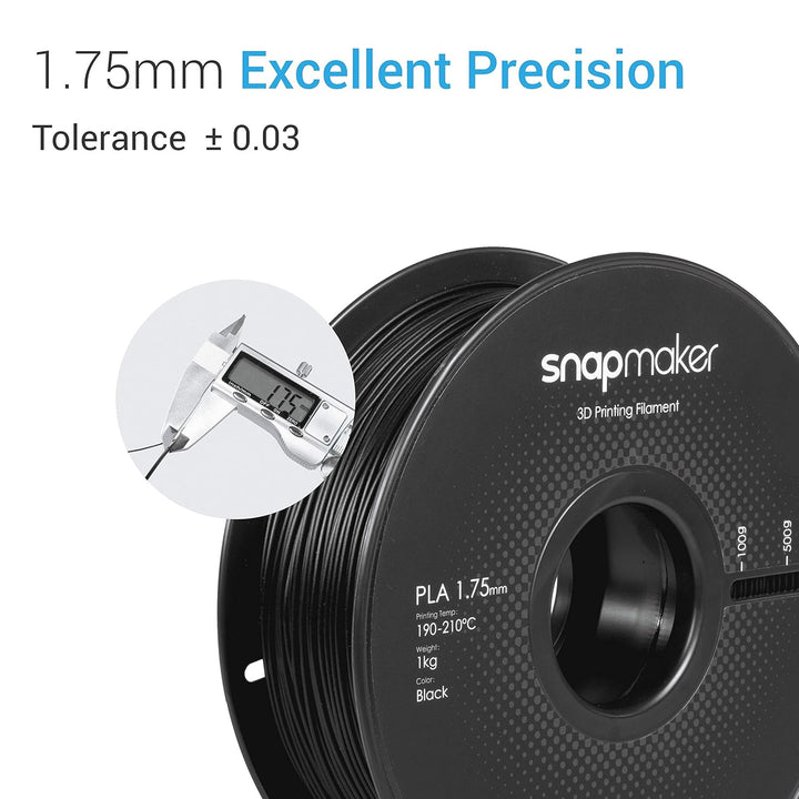 Snapmaker PLA 3D-Drucker Filament 1,75 mm, 1 kg Spule (2,2 lbs) - Masshaltigkeit +/- 0,03 mm, passen