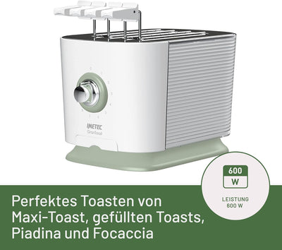 Imetec GranToast Toaster, 2 extra grosse Schlitze und zu öffnende Zangen für extra dicken Toast, 10