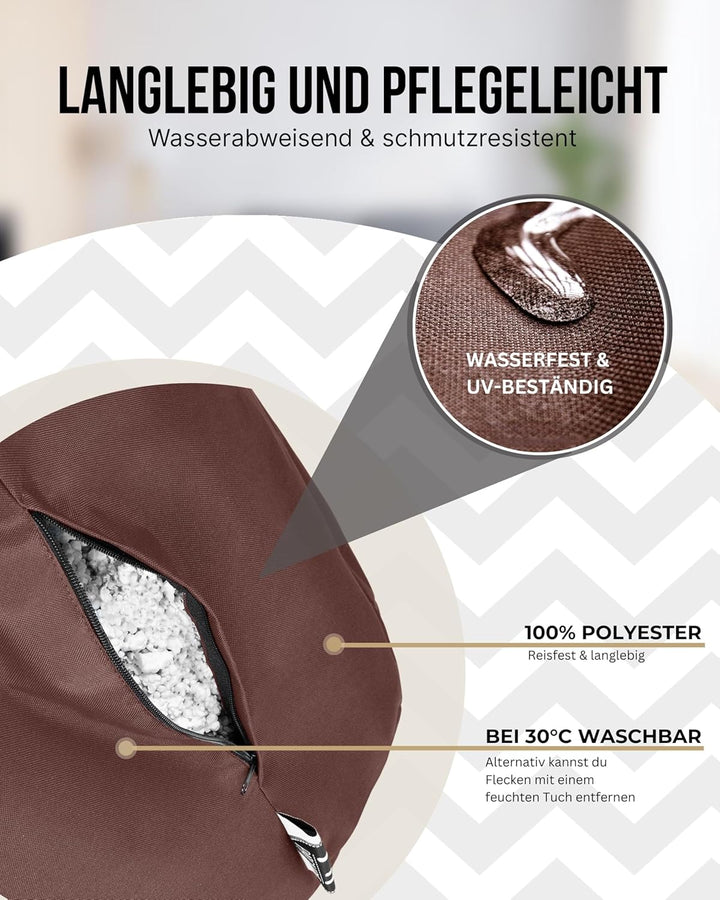 PATCH HOME Patchhome Sitzsack Tropfenform mit Reissverschluss Nachfüllbar - für In &amp; Outdoor - mit S