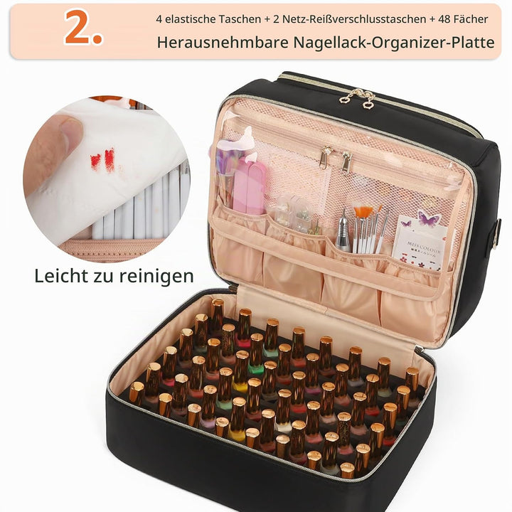 Nagellackaufbewahrung, Doppelschicht Nagellack Organizer Tasche Reise Nagellack Aufbewahrungsbox für