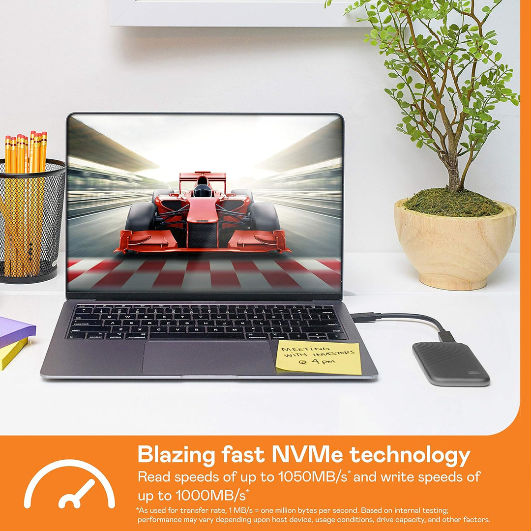 WD My Passport SSD 1 TB mobiler SSD Speicher (NVMe-Technologie, USB-C und USB 3.2 Gen-2 kompatibel,