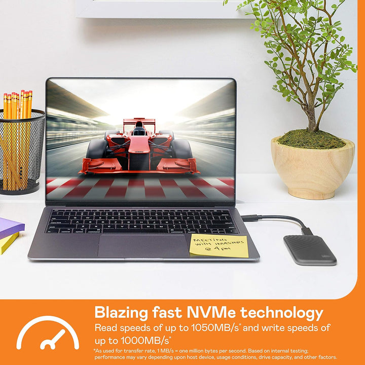 WD My Passport SSD 1 TB mobiler SSD Speicher (NVMe-Technologie, USB-C und USB 3.2 Gen-2 kompatibel,