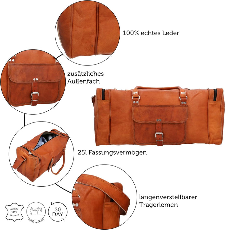 Gusti Weekender Leder - Harvey Damen und Herren Reisetasche Umhängetasche Handtasche Ledertasche Bra