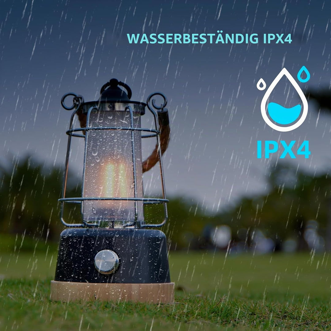 HARPER LIVING Wiederaufladbare LED-Laterne im Retro-Stil, 6 W, 370 Lumen, 5000 mAh, dimmbar, Farbwec