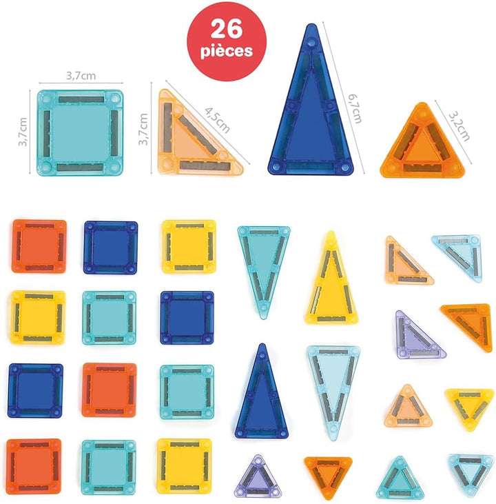LUDI – Magnétique Mini – Kompaktes magnetisches Konstruktionsspiel – 26 magnetische Teile – Metallbo