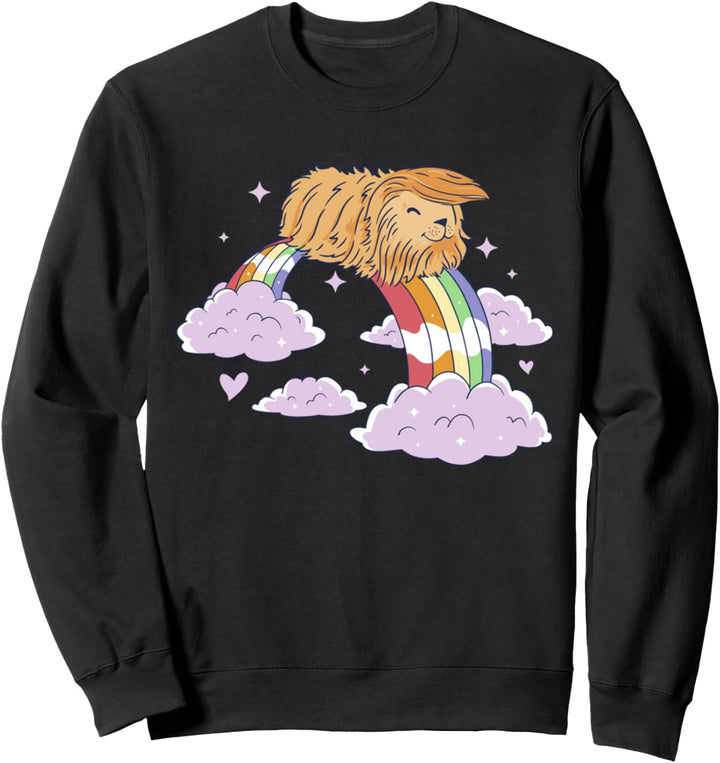 Flauschiges Meerschweinchen reitet Regenbogen Sweatshirt