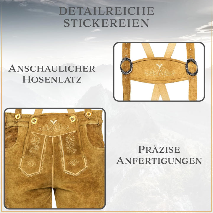 Steigenhöfer Manufaktur - Echtledertrachtenhose mit Trägern - Für Oktoberfest, Feierlichkeiten und E