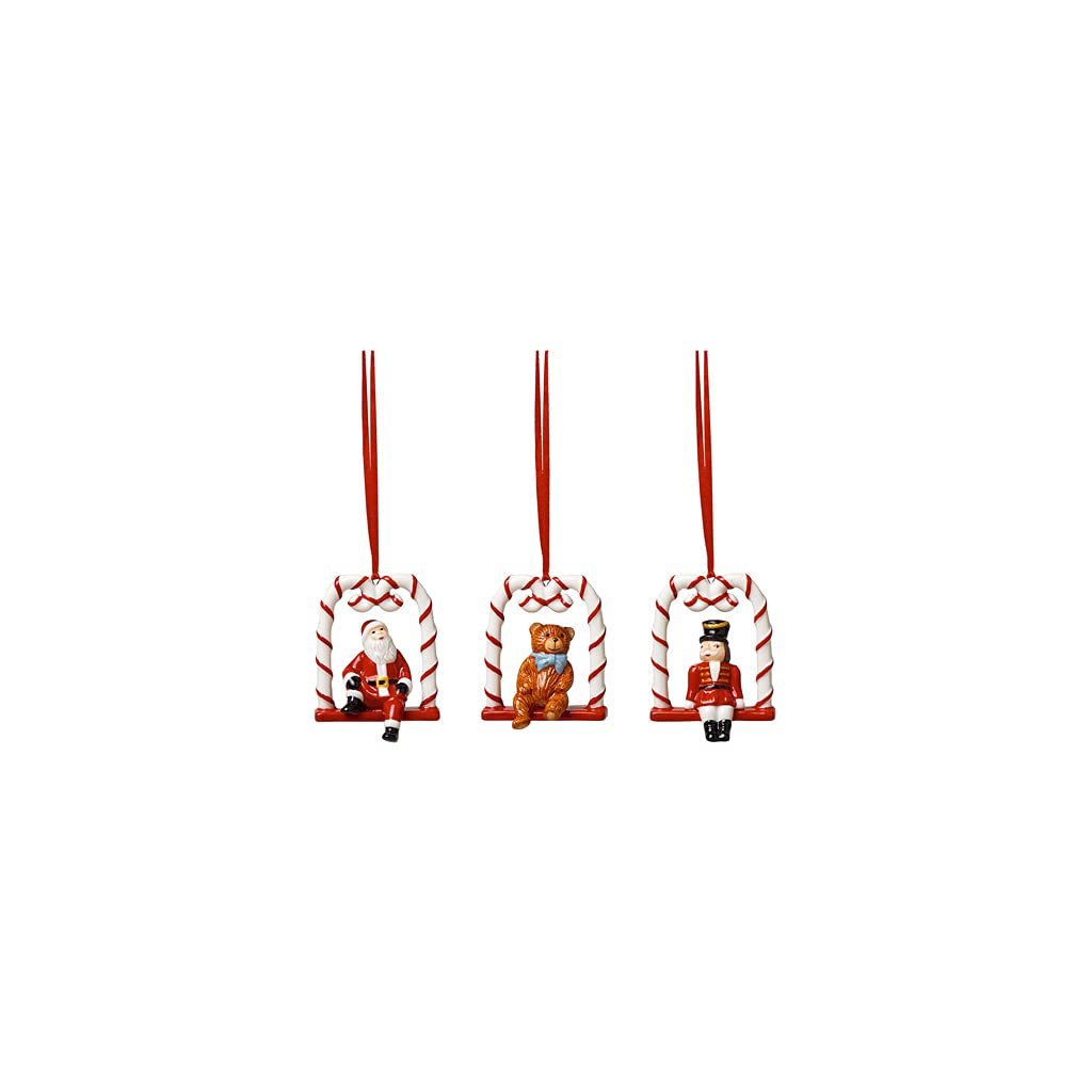 Villeroy & Boch - Nostalgic Ornaments, Ornamente Schaukel, Set 3tlg., 18x4x8cm, Porzellan, Mehrfarbi