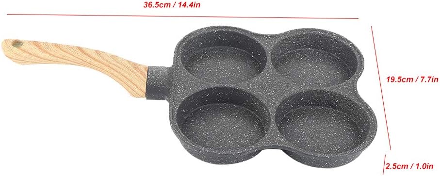 Langlebiger Pfannkuchenhersteller, Aluminium-Maifan-Steinbeschichtung Antihaft-4-Loch-Omelettpfanne,