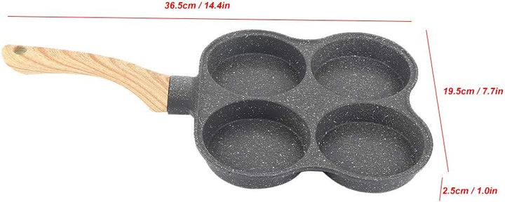 Langlebiger Pfannkuchenhersteller, Aluminium-Maifan-Steinbeschichtung Antihaft-4-Loch-Omelettpfanne,