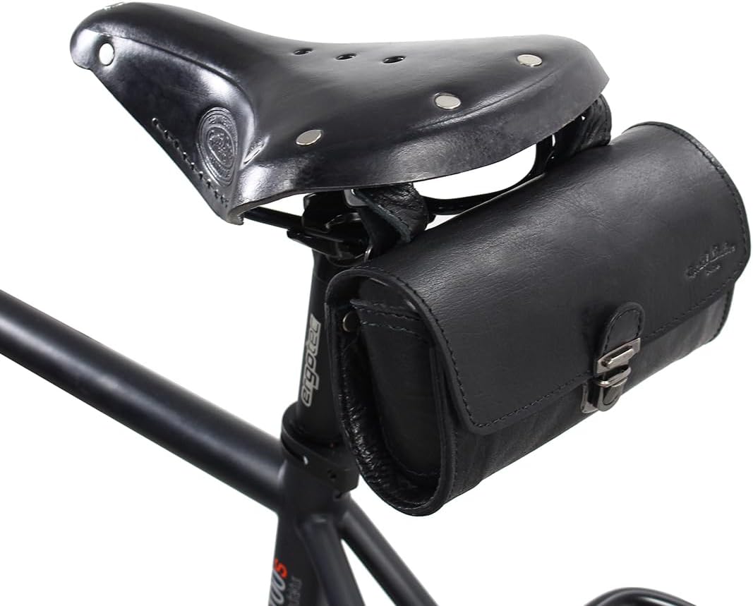 Gusti Satteltasche Leder – Wolfgang L. – Kleine Fahrradtasche Leder für Sattel, Lenker oder Gepäcktr