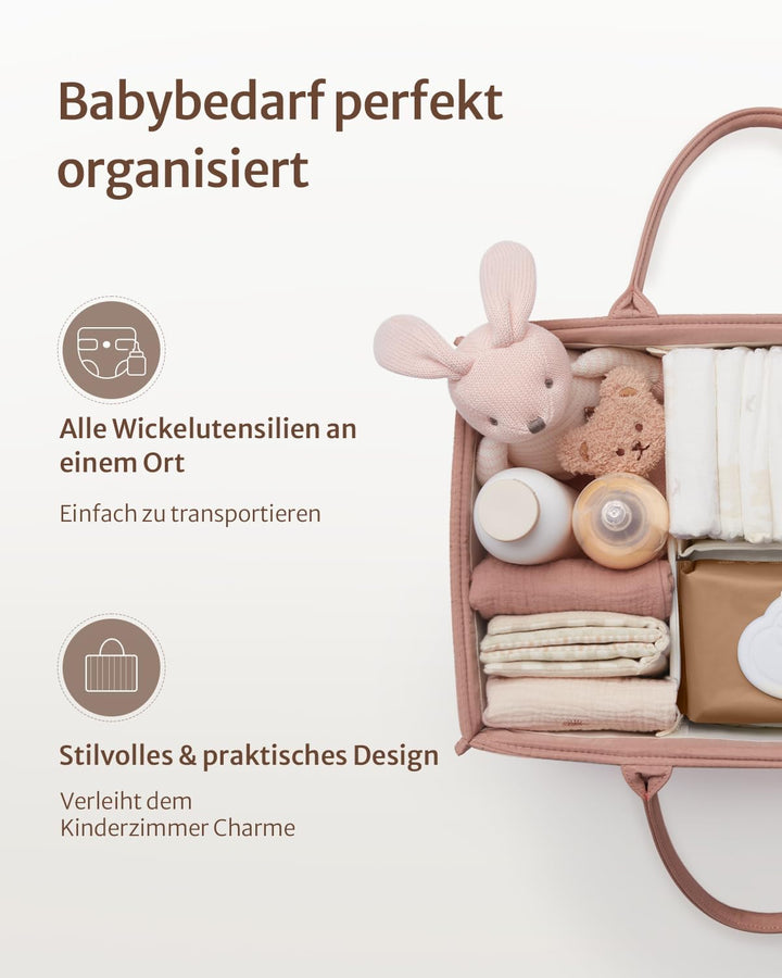 Blissful Diary Wickeltisch-Organizer, Wickelkorb für die Wickelstation, Stilvoller Wickelorganizer f