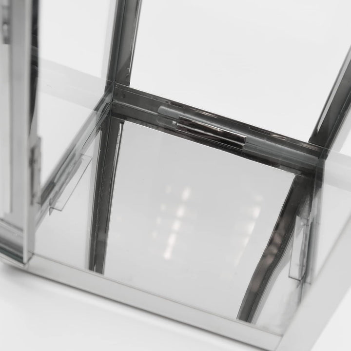 Dekovita 30cm Laterne aus Edelstahl - Gartenlaterne mit Glas-Scheiben und Henkel - Metall Deko-Later