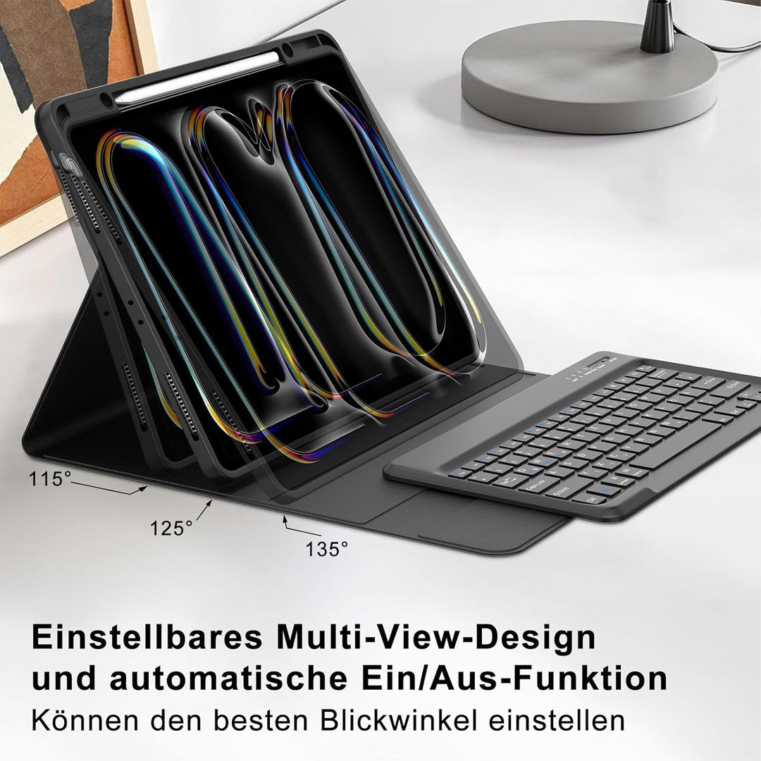 IVEOPPE Hülle mit Tastatur für iPad Pro 13" M5 2025/M4 2024, Deutsches QWERTZ Layout, Magnetisch Abn