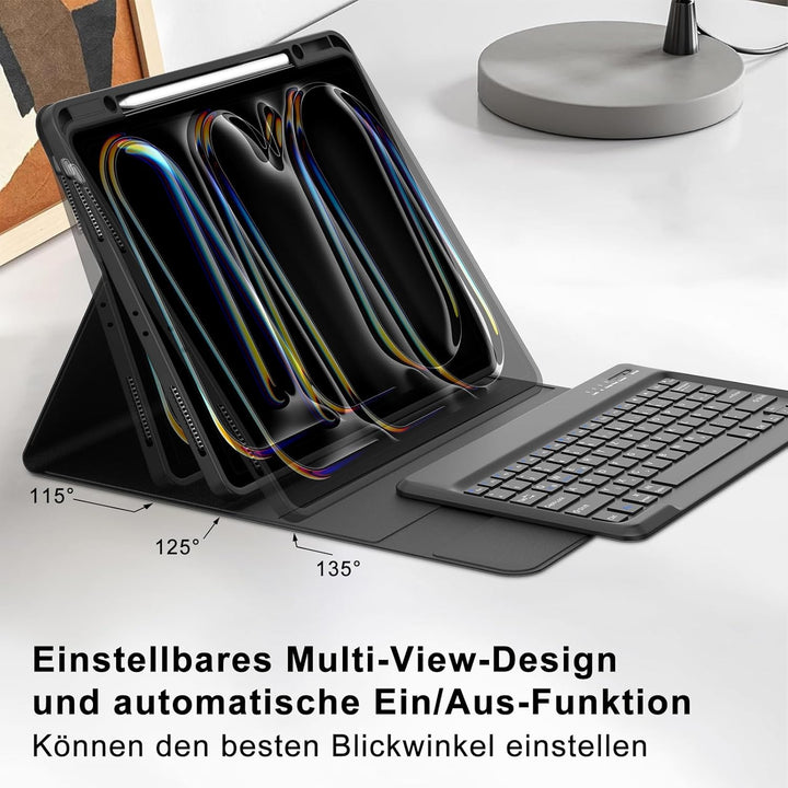 IVEOPPE Hülle mit Tastatur für iPad Pro 13" M5 2025/M4 2024, Deutsches QWERTZ Layout, Magnetisch Abn