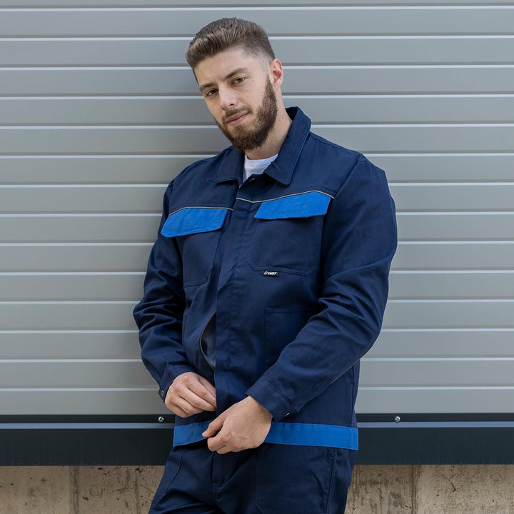 BWOLF ARES 100% Baumwolle Arbeitsjacke Männer Arbeitsjacke Herren Arbeitsjacke Bundjacke 4XL Blau, 4
