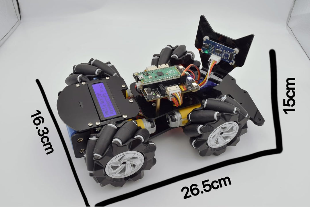 Adeept 4WD Omni-Directional Mecanum Wheels Robotic Car Kit for Raspberry Pi Pico DIY STEM Remote Con