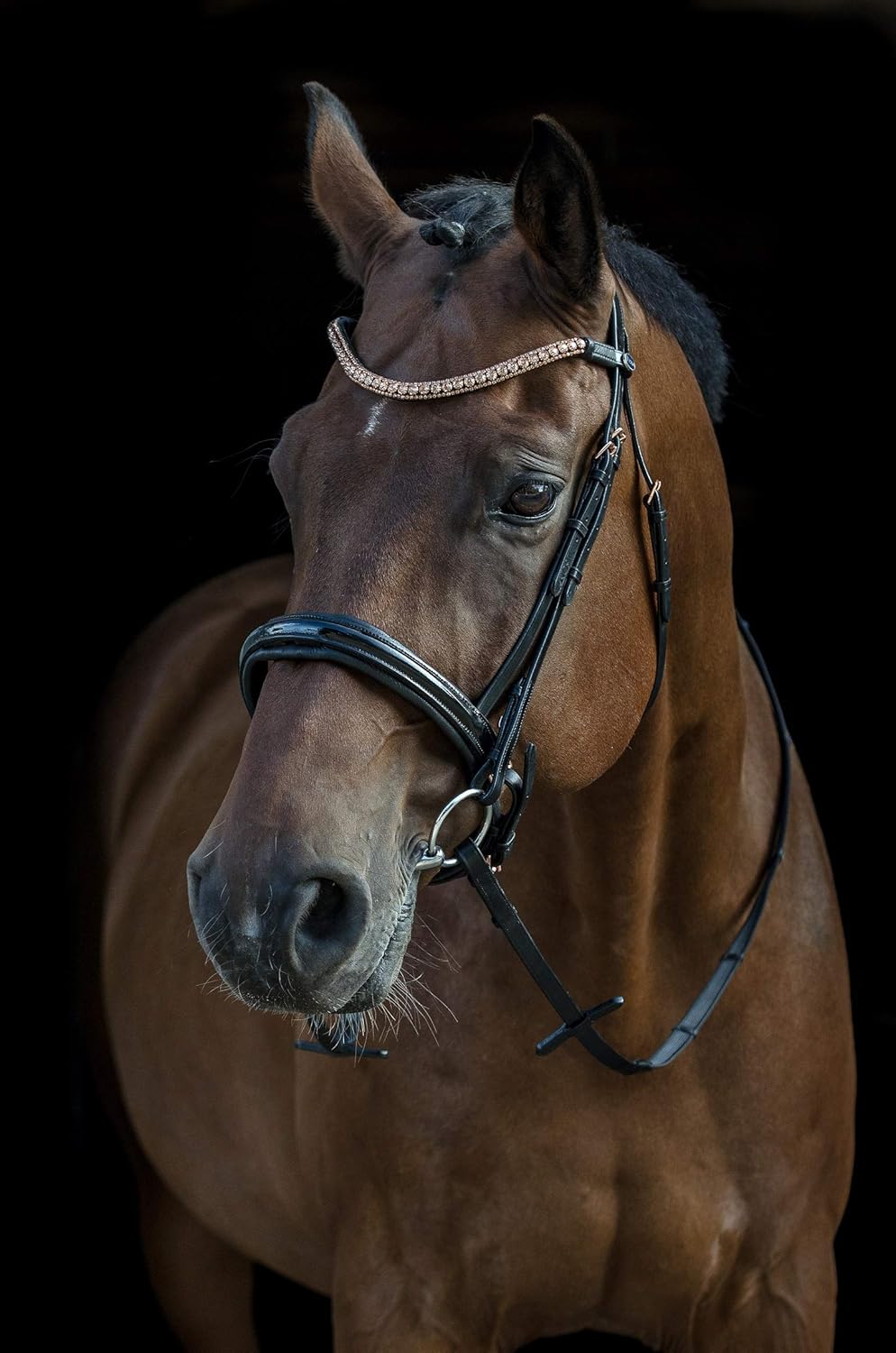 Trense Rosegold Relax PUR Genick Patches Strass Glitzer Roségold Zaum Sperrriemen abnehmbar Pony VB
