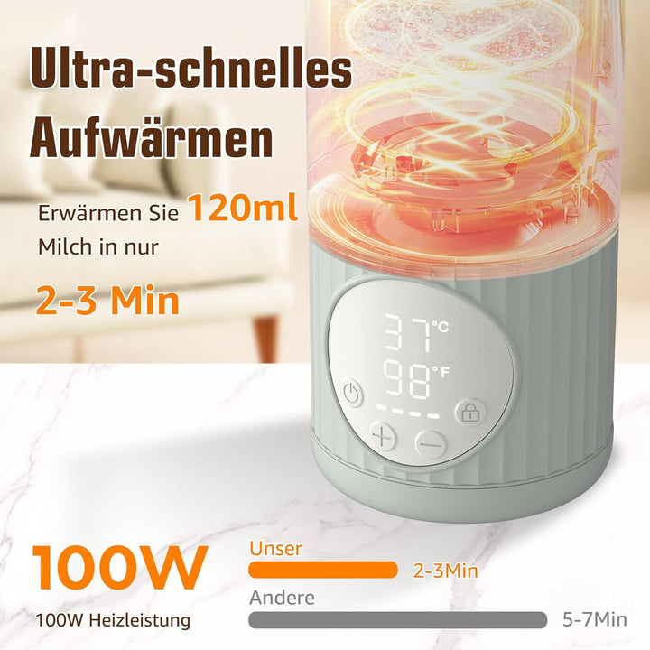 Baby Tragbare Flaschenwärmer für unterwegs für Muttermilch, Formel oder Wasser 380ml grosse Kapazitä