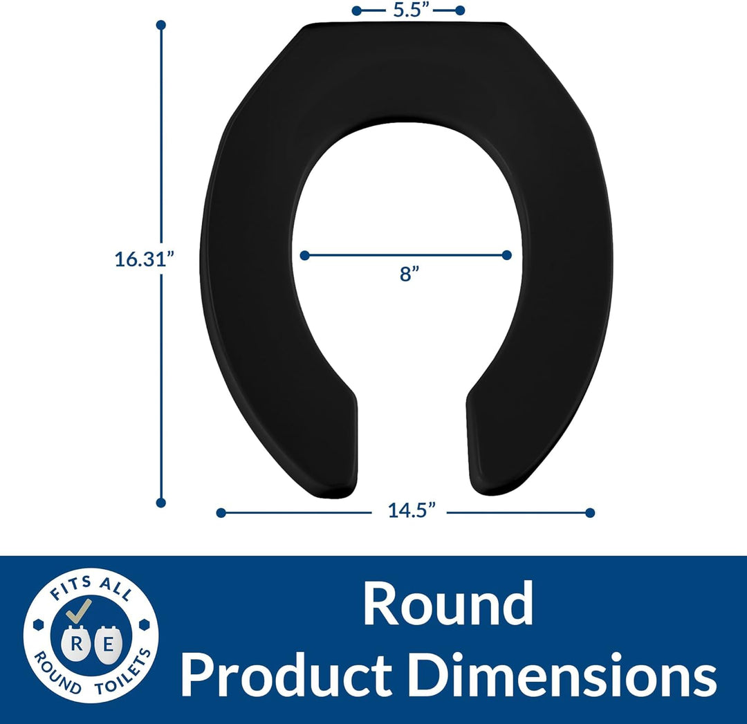 Bemis 955SSCT 047 WC-Sitz, Schwarz, ROUND Schwarz ROUND Offene Vorderseite, keine Abdeckung, robust,