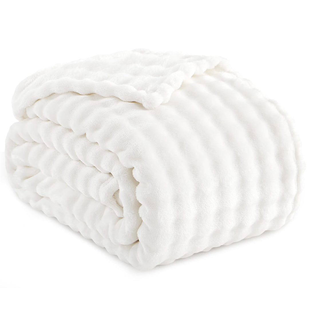 RUIKASI Bubble Decke Kuscheldecke Flauschig Weiss - 150x200cm Sofadecke & Couchdecke aus Plüsch, War